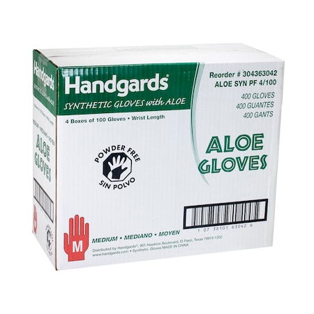 Handgards Handgards Aloe Powder Free Medium Synthetic Gloves, PK400 304363042